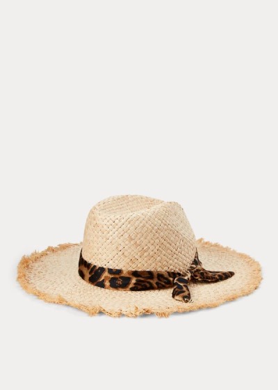 Ralph Lauren Leopard-Bow Raffia Sun Hat Dame Danmark (RAEOX2604)